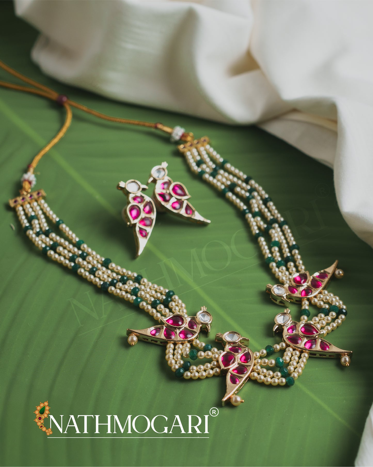 Meenakshi Necklace - Green Pink