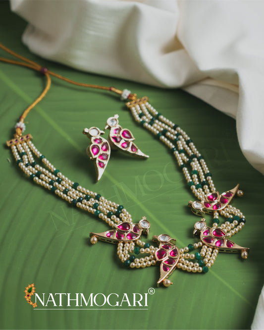 Meenakshi Necklace - Green Pink
